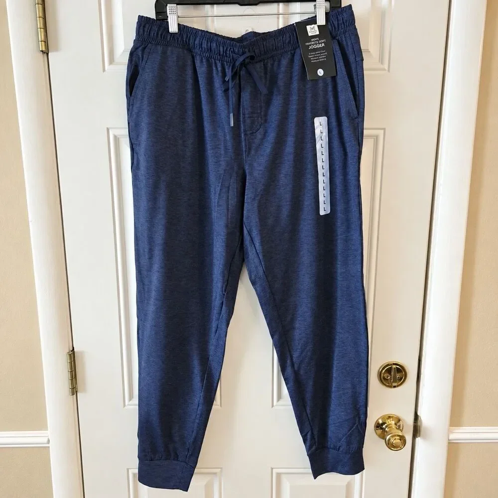 Member's Mark Mens Jogger Pants Large Navy Blue Stretch Moisture Wicking
